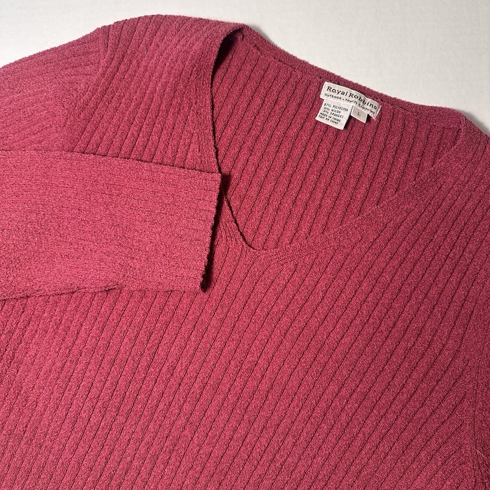 Royal Robbins Sweater Size L V-Neck Knit Pink Women's